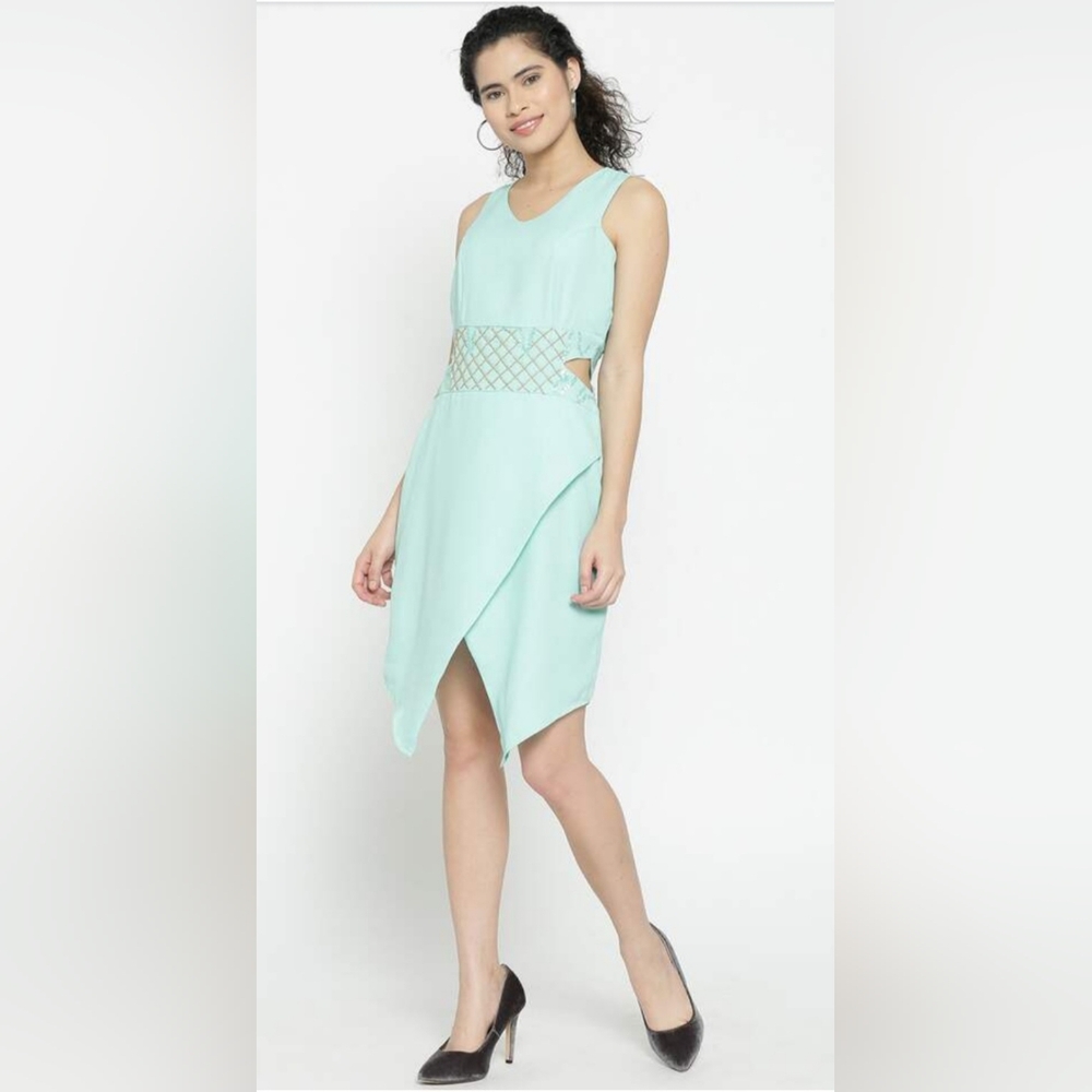 Vero Moda MARQUEE Women's Mint Green Polyester Tulip Dress.